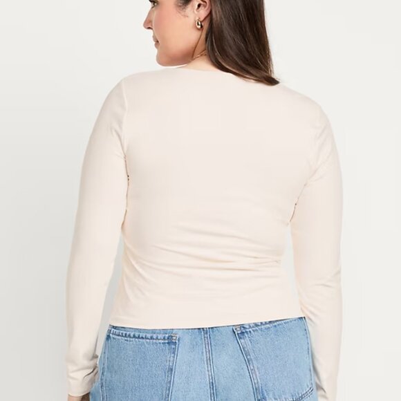 NWT Sea Salt Off White Modern Double-Layer V-Neck T-Shirt - Picture 4 of 6